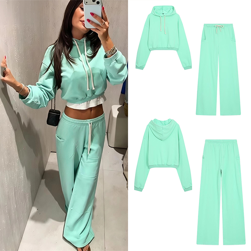 Street Fashion Winter 2026 - Guobioziy Women's Fluorescent Crop Sweatshirt Set