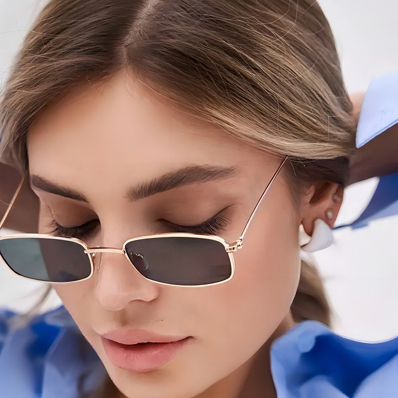 Street Fashion Photography - New Classic Small Frame Square Sunglasses