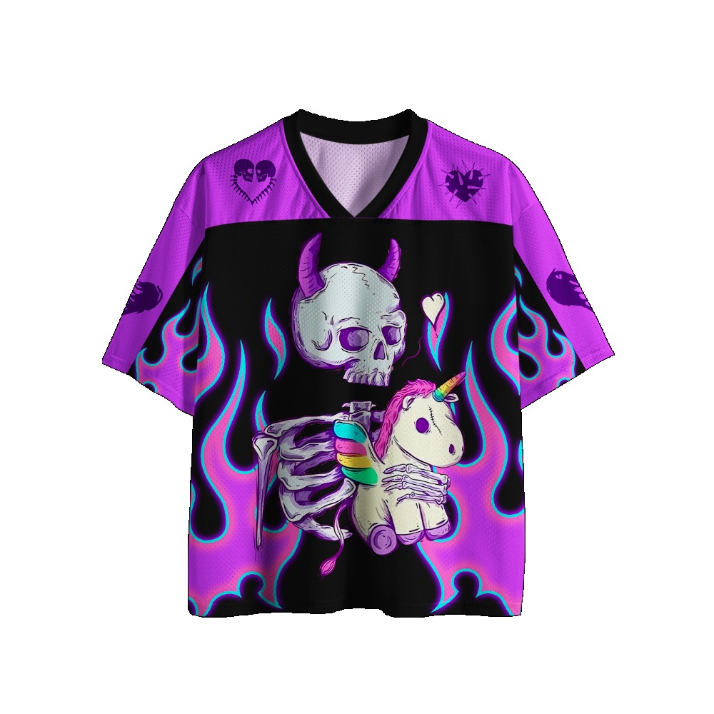 Street Fashion Harajuku - Gothic Football Jersey Vintage Print V‑Neck