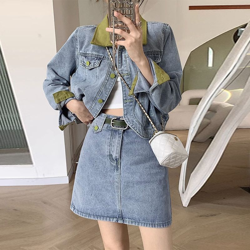 Denim Coats Mini Skirts Two Pi - Street Fashion Jeans Women review and price