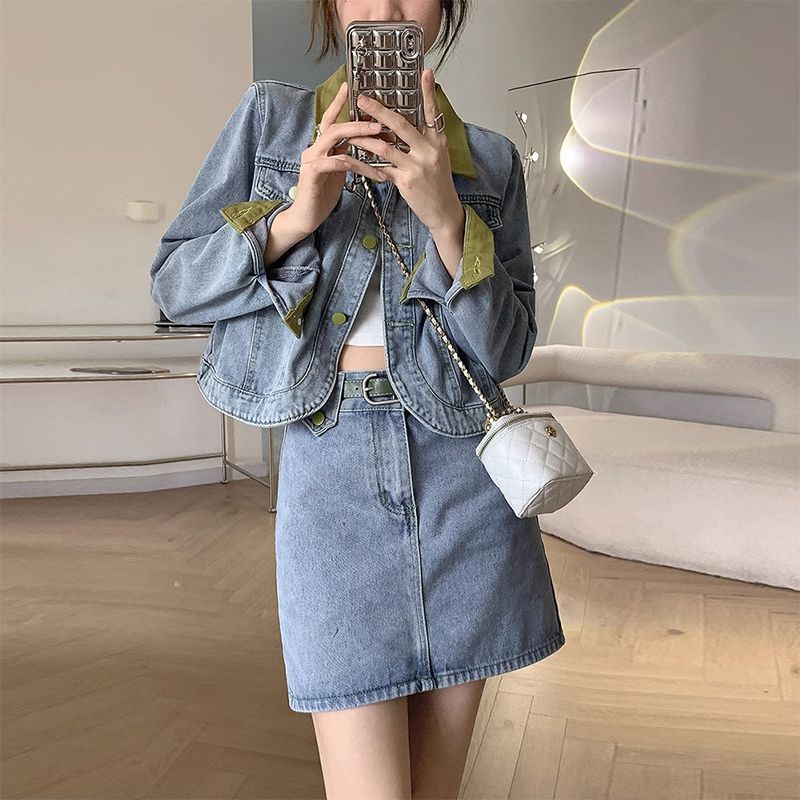 Denim Coats Mini Skirts Two Pi - Street Fashion Jeans Women review and price