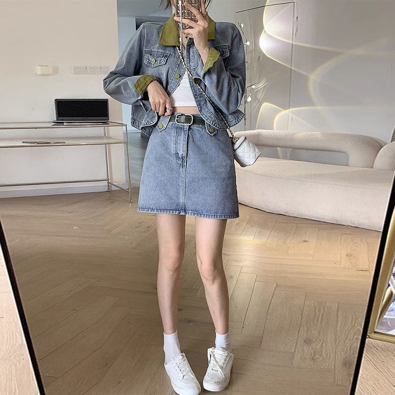 Denim Coats Mini Skirts Two Pi - Street Fashion Jeans Women review and price