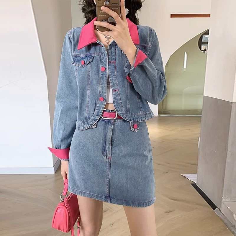 Denim Coats Mini Skirts Two Pi - Street Fashion Jeans Women review and price