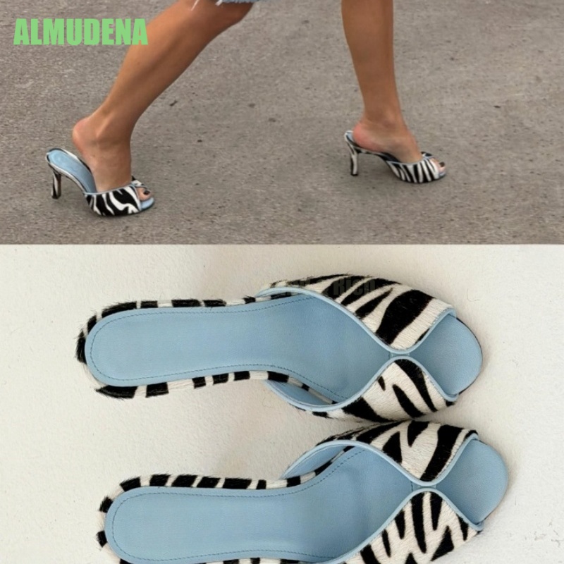 Zebra Print V-Cut Peep Toe Mul - Street Fashion Female review and price