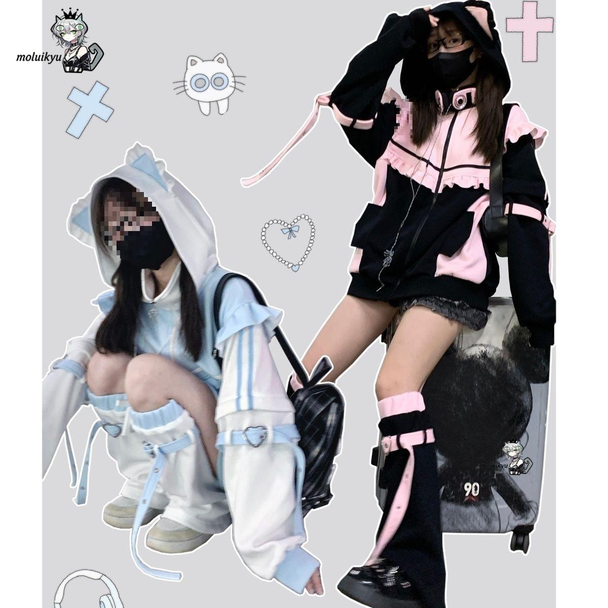Y2K Kawaii Cat Ear Hoodie Wome - Street Fashion Harajuku review and price