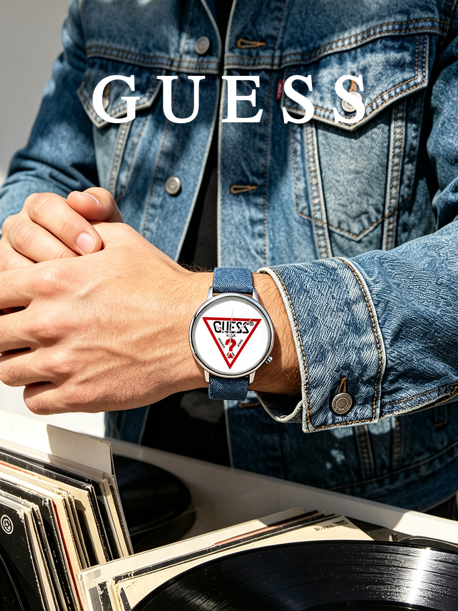 Guess Unisex Watch Blue Denim  - Street Fashion Logo review and price